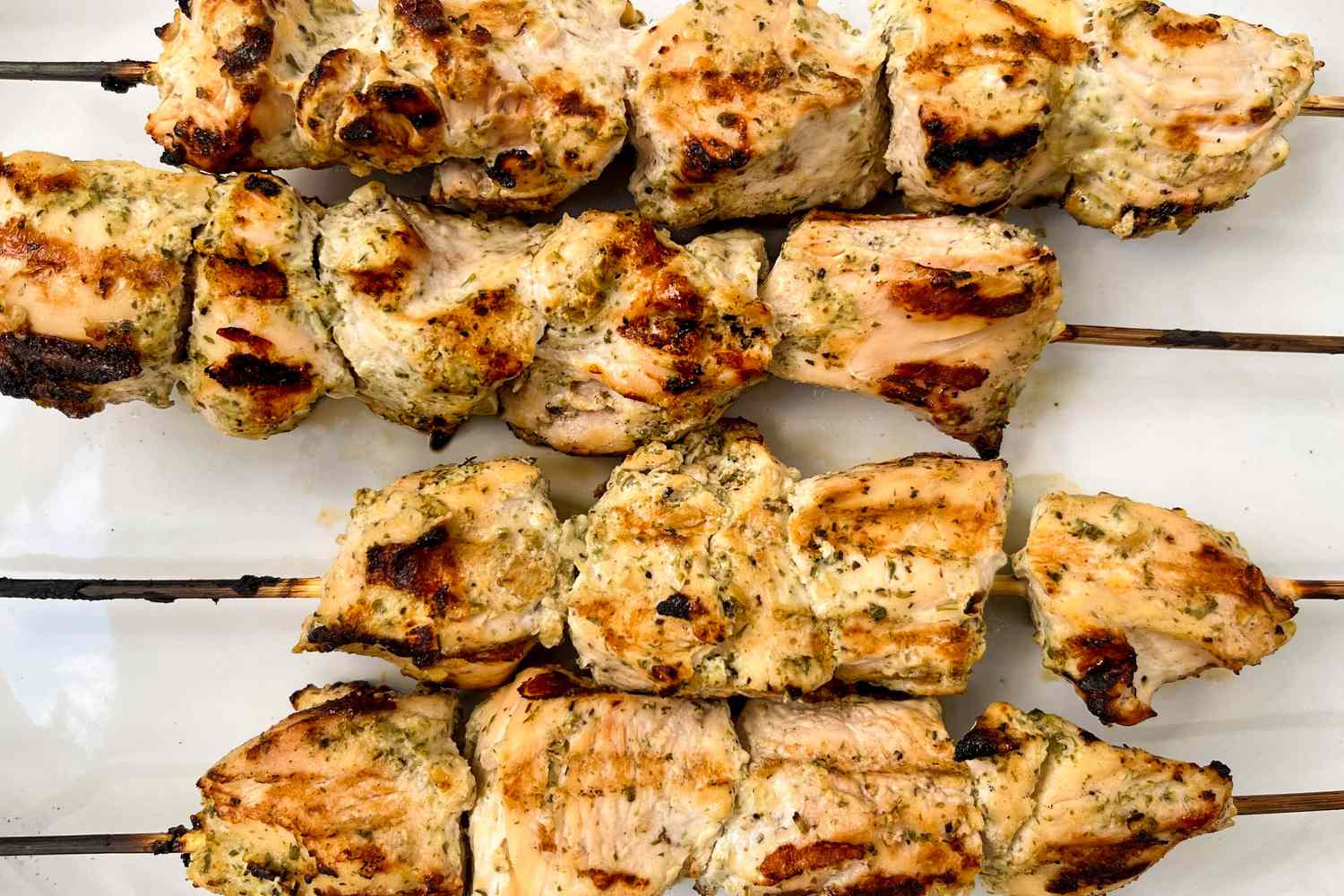 Chicken skewers marinaded in yogurt and seasoning