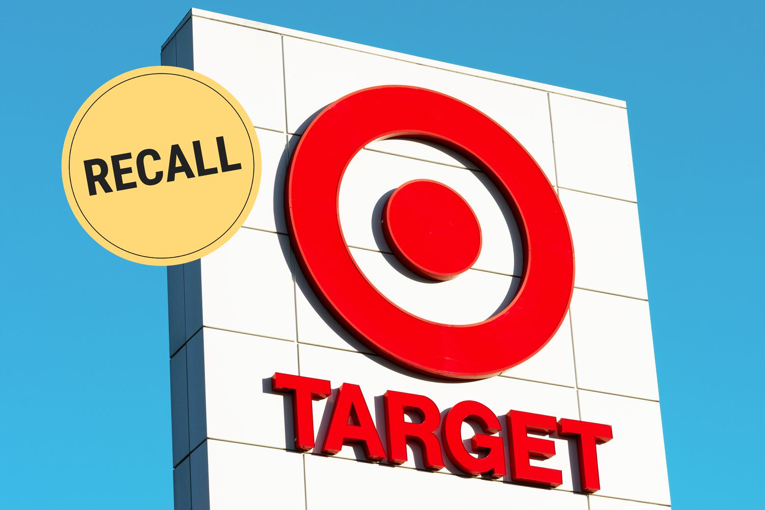 A target store sign and a illustrated circle with the text "recall"
