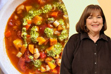 Ina Garten and a bowl of her minestrone