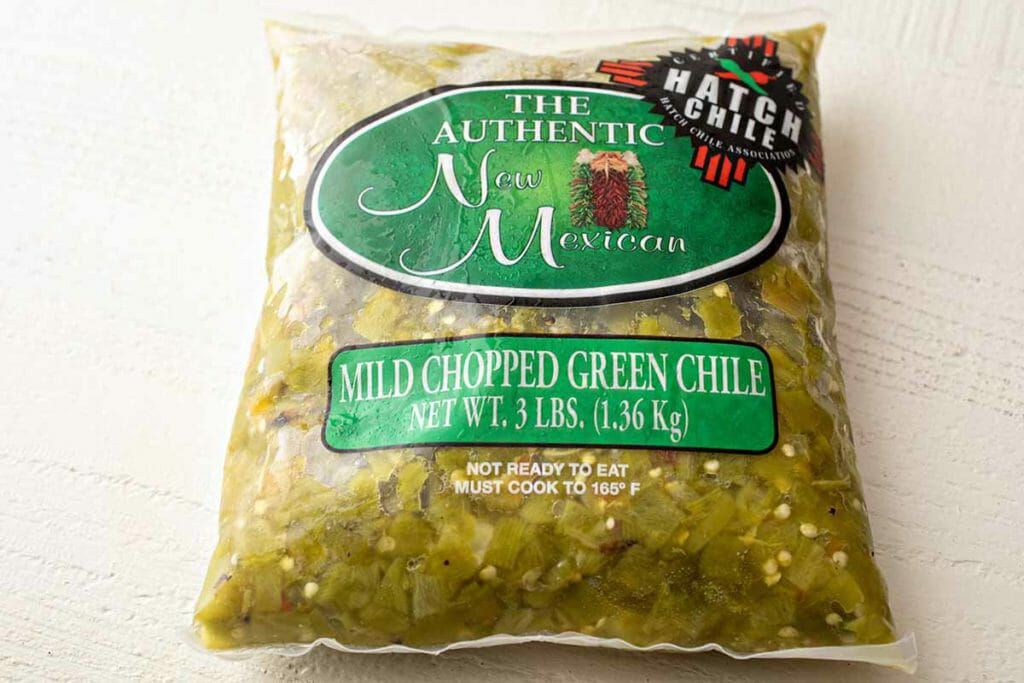 A bag of mild chopped Hatch green chiles