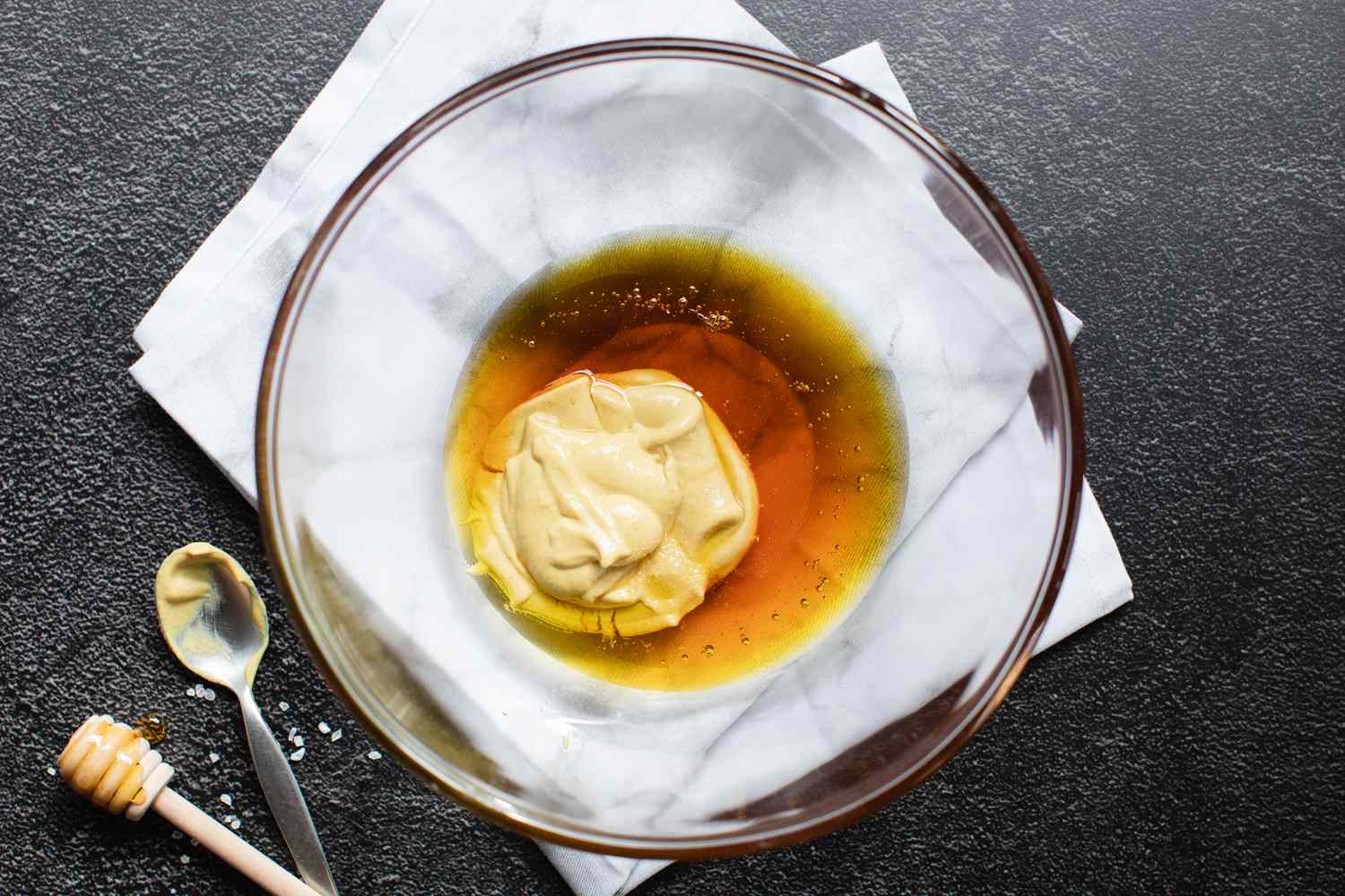 Making the honey mustard sauce for baked chicken.