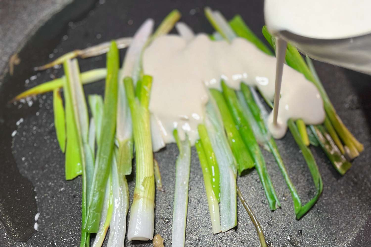Pajeon Batter Added to Scallions