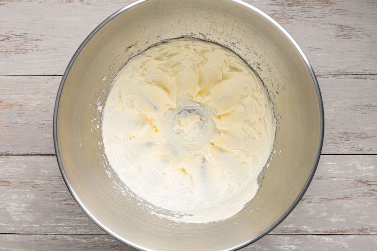 Bowl of Creamed Butter for Chocolate Chip Cookie Cake