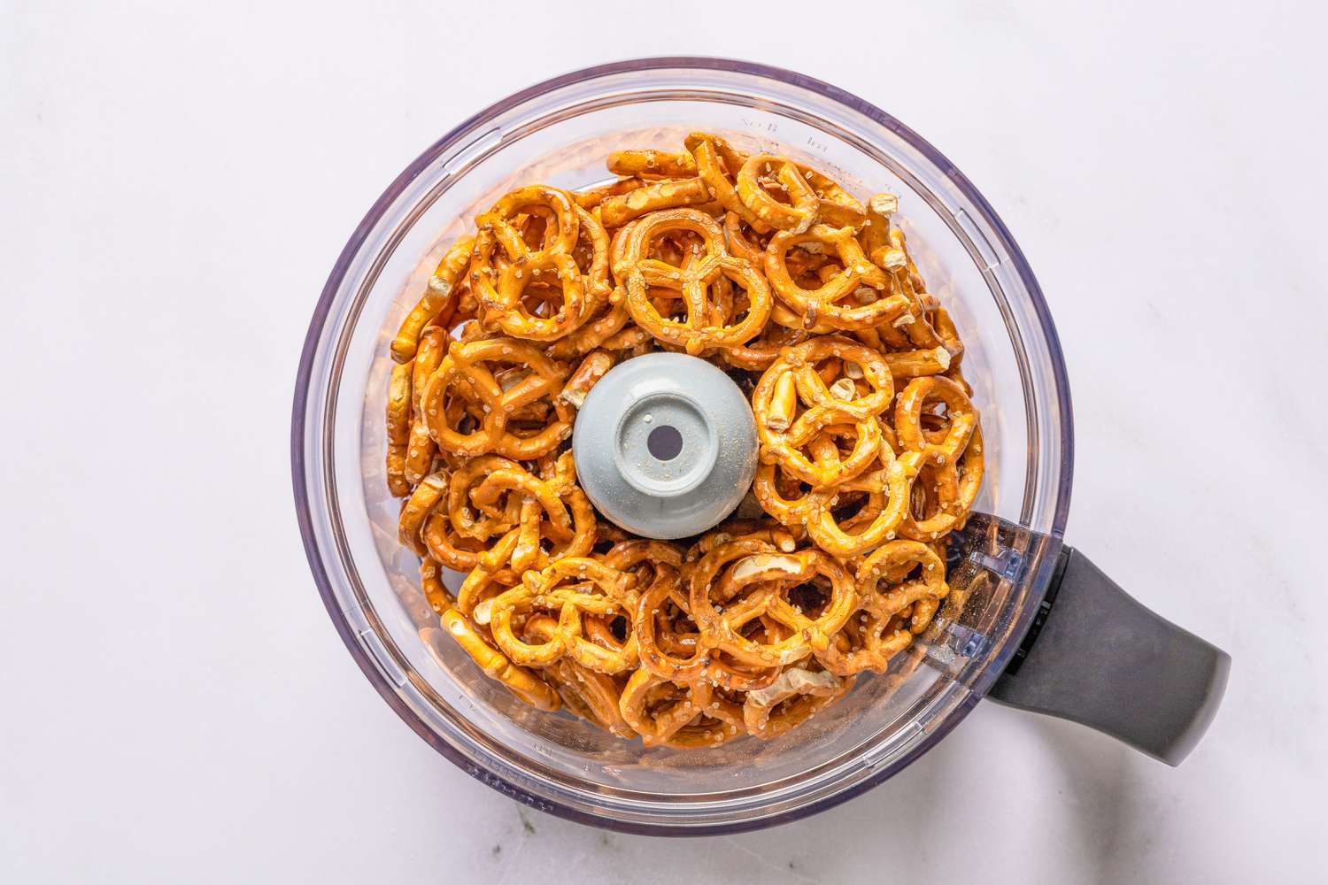 pretzels in a food processor for pretzel chicken recipe
