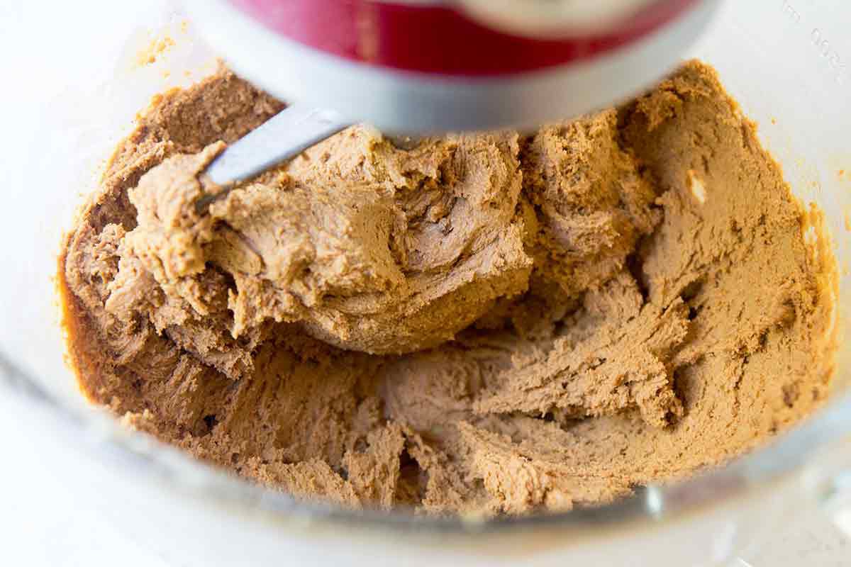 Gingerbread Man Cookie Dough In Mixing Bowl