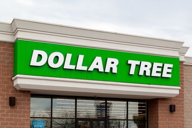 Storefront facade with a Dollar Tree sign