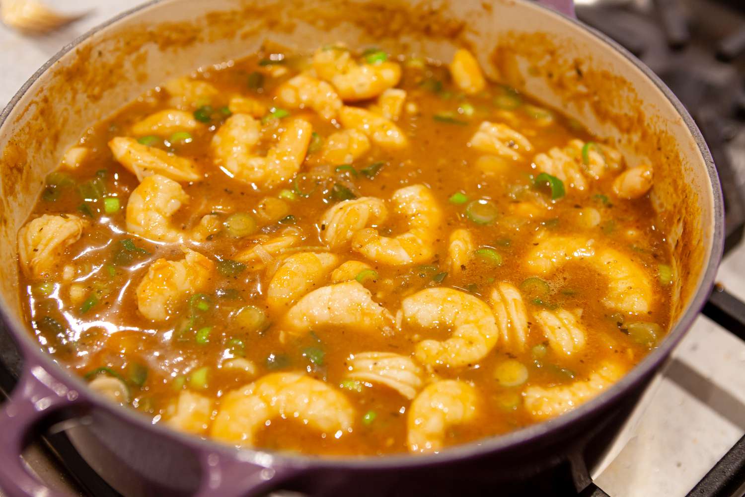 making shrimp etouffee in pot