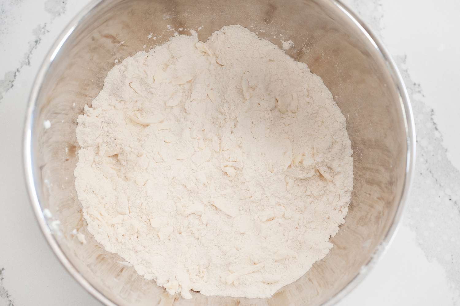 Dry ingredients in a bowl to make Easy Irish Scones.