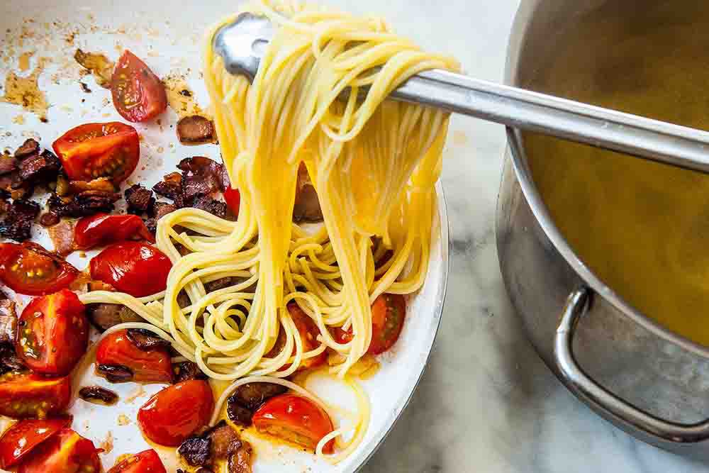 Spaghetti with Bacon and Egg