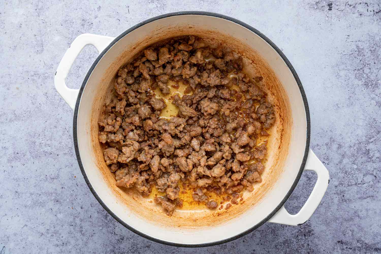 Sausage Browned in a Dutch Oven for Lasagna Soup Recipe