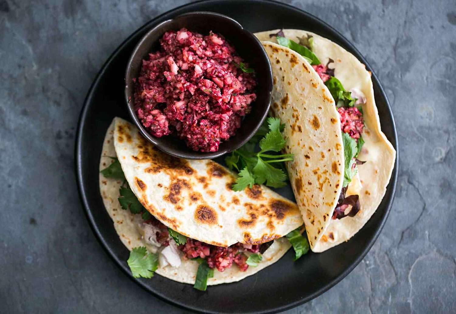 Turkey Tacos with Cranberry Salsa