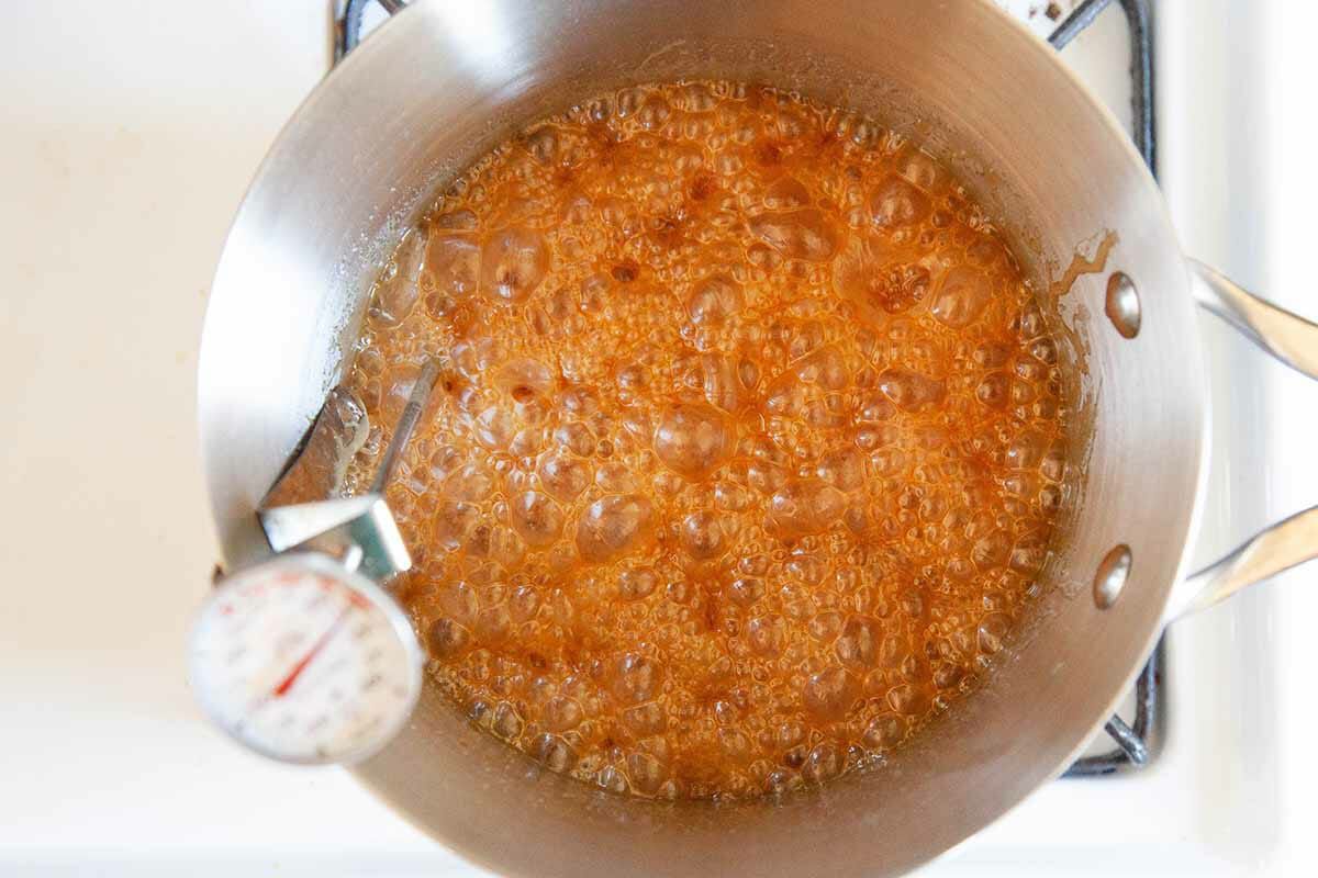 Homemade Peanut Brittle cook the caramel