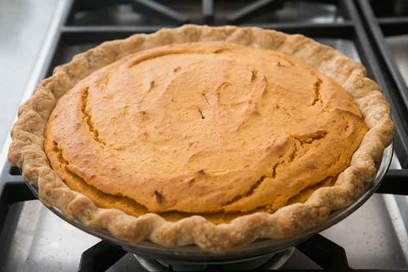 sweet potato pie before pecans are added